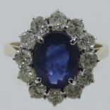 A large 18 carat gold sapphire and diamo