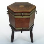 A George III mahogany, inlaid and brass