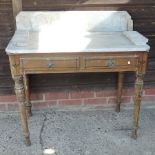 A Victorian pine washstand, with a marbl