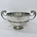 A Victorian silver twin handled bowl, wi