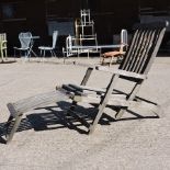 A teak garden steamer chair