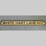 A White Hart Lane N.17 painted sign, 130