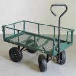 A green painted garden cart, 99cm