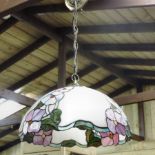 A Tiffany style leaded glass hanging lig