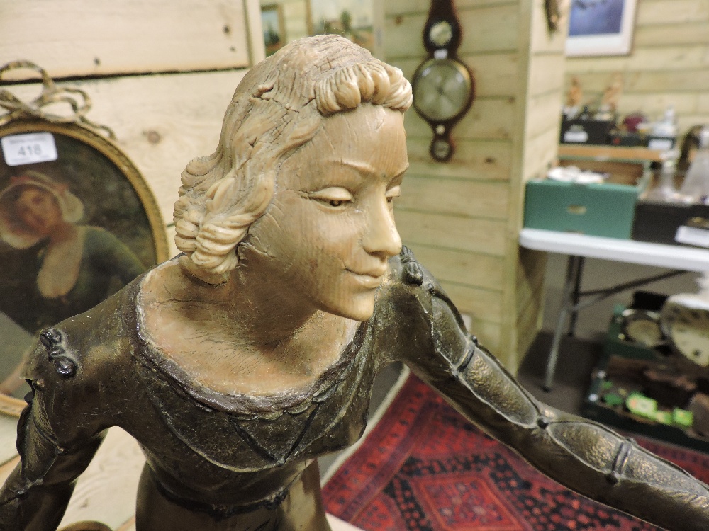 An Art Deco gilt painted spelter and mar - Image 3 of 11