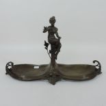An Art Nouveau style bronze figural dish