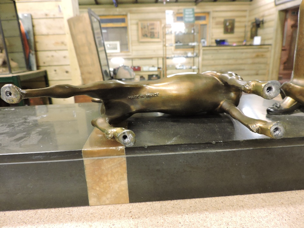 An Art Deco gilt painted spelter and mar - Image 8 of 11