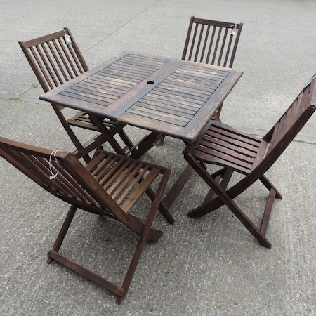 A teak folding garden table, 85cm, - Image 2 of 2