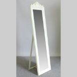 A cream painted cheval mirror,
