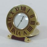 A Must de Cartier brass cased travel clock,