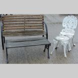 A hardwood slatted garden bench, 122cm,