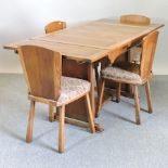 A 1920's oak draw leaf table, 168 x 76cm,