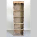 A pine open standing bookcase,