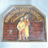 A Wimbledon Mixed Doubles wooden sign,