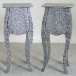 A pair of modern silvered bedside cabinets,