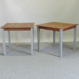 A teak square garden table, 80cm,