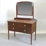 An Edwardian mahogany and inlaid dressing table,