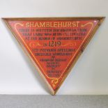 A wooden advertising sign,