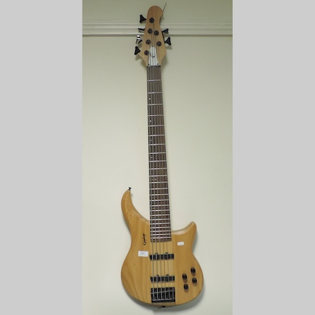 A Gibson Epiphone six string electric bass guitar