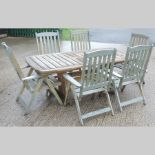 A pine extending garden table, 204 x 100cm,