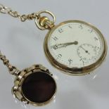 A 9 carat gold cased gentleman's pocket watch, on a chain,