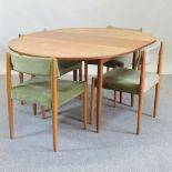 A 1970's teak dining table, 156 x 117cm,