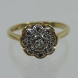 A Victorian 18 carat gold and platinum set diamond cluster ring,