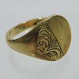 A 9 carat gold gentleman's signet ring,