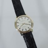 A gentleman's Eterna-matic Centenaire '71' two colour wristwatch, on a black leather strap,