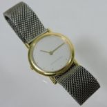 A Georg Jensen 18 carat gold and steel cased ladies wristwatch,