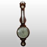 A 19th century mahogany ebony and boxwood strung wheel barometer, with a 10 inch silvered dial,