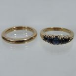 A bespoke 18 carat gold and cabochon sapphire graduated five stone ring,
