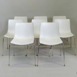 A set of eight Italian Arper Catifa laminated stacking dining chairs,