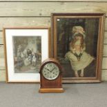 An early 20th century walnut and inlaid mantel clock,