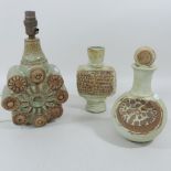 A Bernard Rooke pottery vase, together with another, with a stopper and a table lamp,