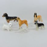 A collection of six various Beswick pottery models of dogs