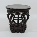 An early 20th century Chinese rosewood jardiniere stand,