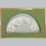 A 19th century French painted fan, framed,