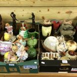 A collection of mottoware, together with Sylvac jars, a pair of Wien Keramos figures of girls,