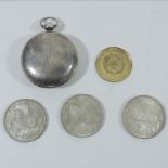 An early 19th century silver full hunter pocket watch,