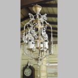 A gilt metal and cut glass chandelier,
