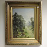 Ada Stone, woodland scene, signed oil on canvas,
