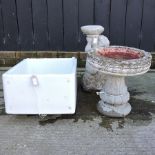 A reconstituted stone bird bath, 43cm tall,