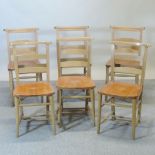 A set of six beech chapel chairs