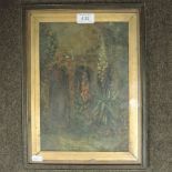 Matty Montgomery Campel, an exotic garden scene, oil on board, with monogram,