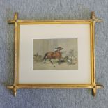 Charles Henry Poingdestre, 1825-1905, a runaway horse, signed and dated 1860, watercolour,
