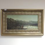 English School, 19th century, river landscape, oil on board,