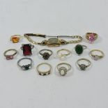 A collection of ladies gem set rings,