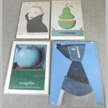 A Magritte exhibition poster, 75 x 53cm, together with a Razzia Paris Pret a Porter poster,