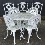 A white painted garden table, 82cm diameter,